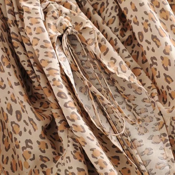 Bohemian Tan Leopard Ruffle Layered Maxi Skirt - Picture 5 of 8